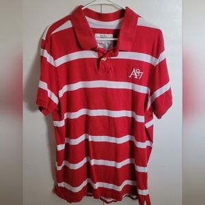 Aeropostale A87 Red White Striped Polo Shirt Men’s XXL Short Sleeve Casual